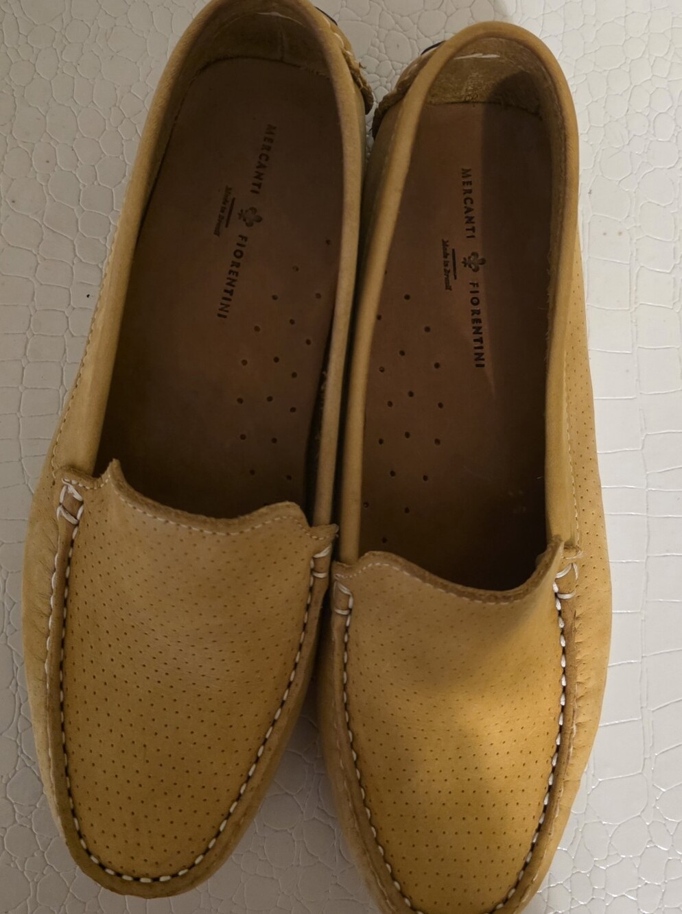 Mercanti Fiorentini Mustard Yellow Perforated Leather Loafers
